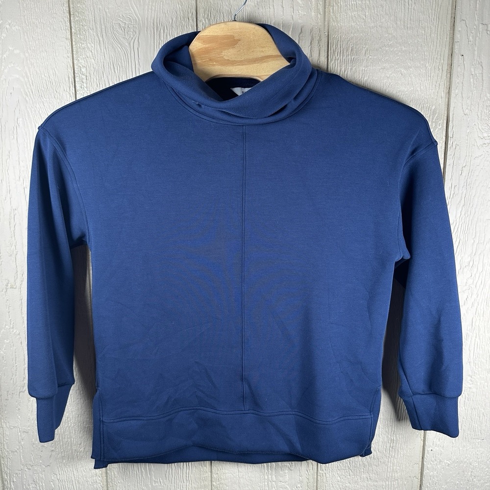 Spanx Air Essentials Turtleneck Tunic Sweatshirt Womens Size Medium Navy Blue